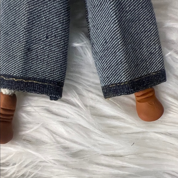 Handmade Doll with Yellow Scarf and Denim Pants - Picture 3 of 11